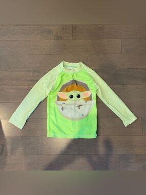 Star Wars Kids Green Baby Yoda (Grogu) Long-Sleeve Rash Guard